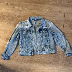 Free People Women’s Distressed Cropped Denim Jacket